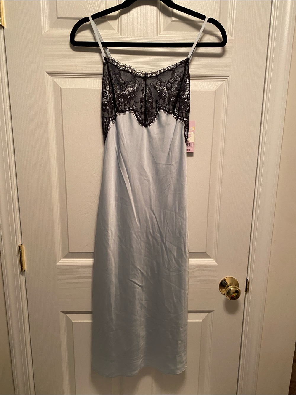 Wild Fable Light Blue with Black Lace Trim Slip Dress…
